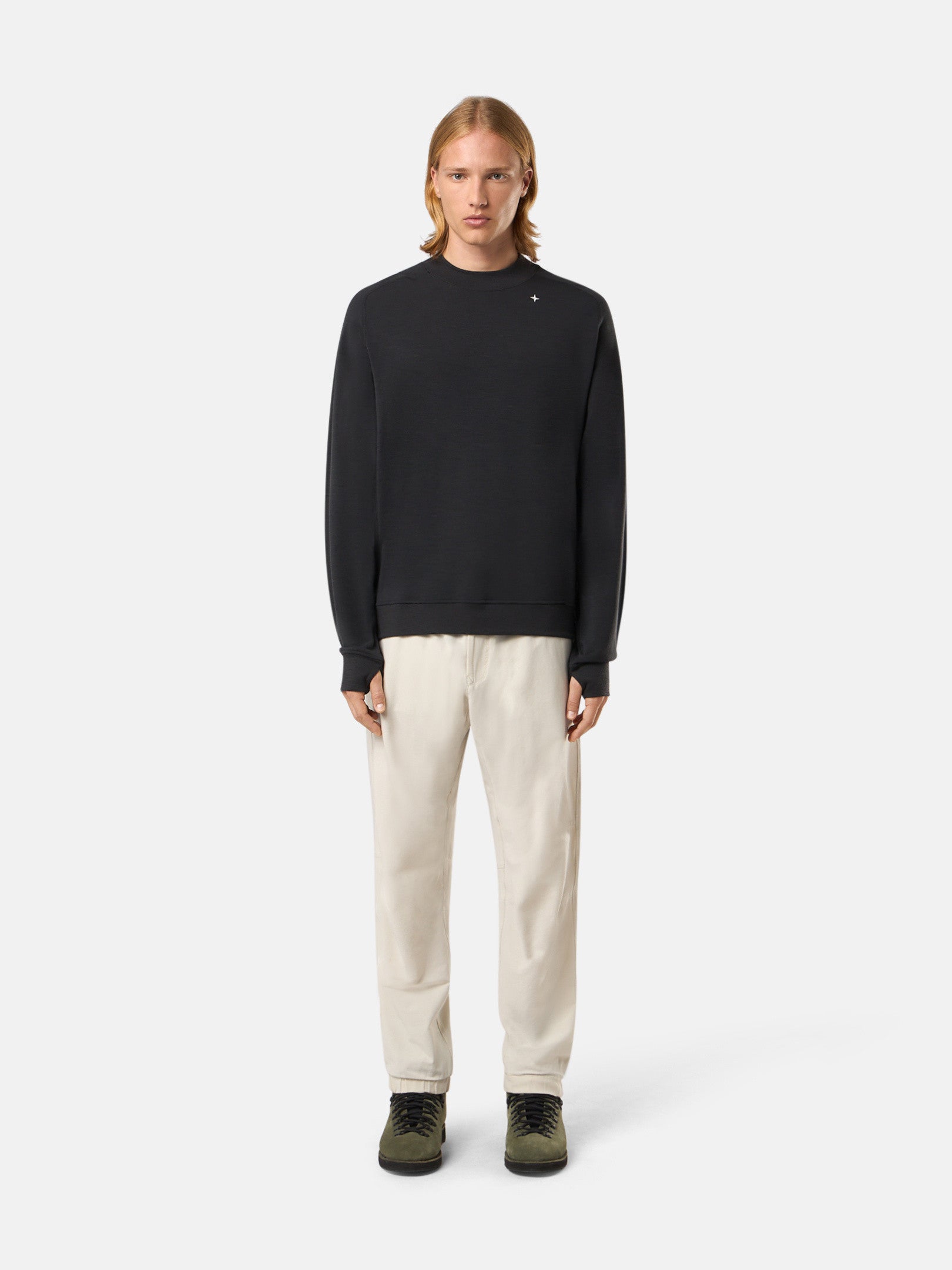 623G5 LIGHT STRETCH WOOL COTTON FLEECE_STONE ISLAND STELLINA